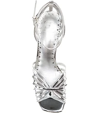 Antonio Melani x Amanda Jones Vaughan Regina Mirror Metallic Caged Strappy Block Heel Dress Sandals
