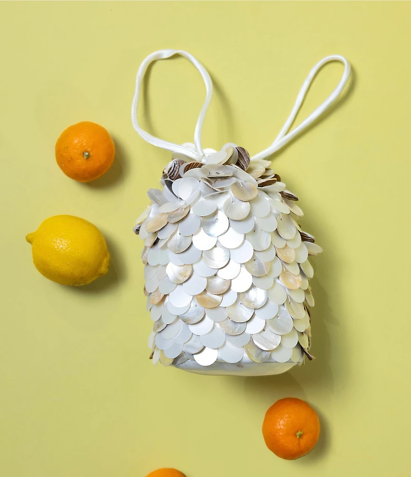 Antonio Melani x Amanda Jones Vaughan Roxie Disc Shell Drawstring Clutch