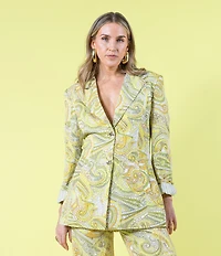 Antonio Melani x Amanda Jones Vaughan Billie Coordinating Paisley Twill Long Sleeve 2-Button Blazer