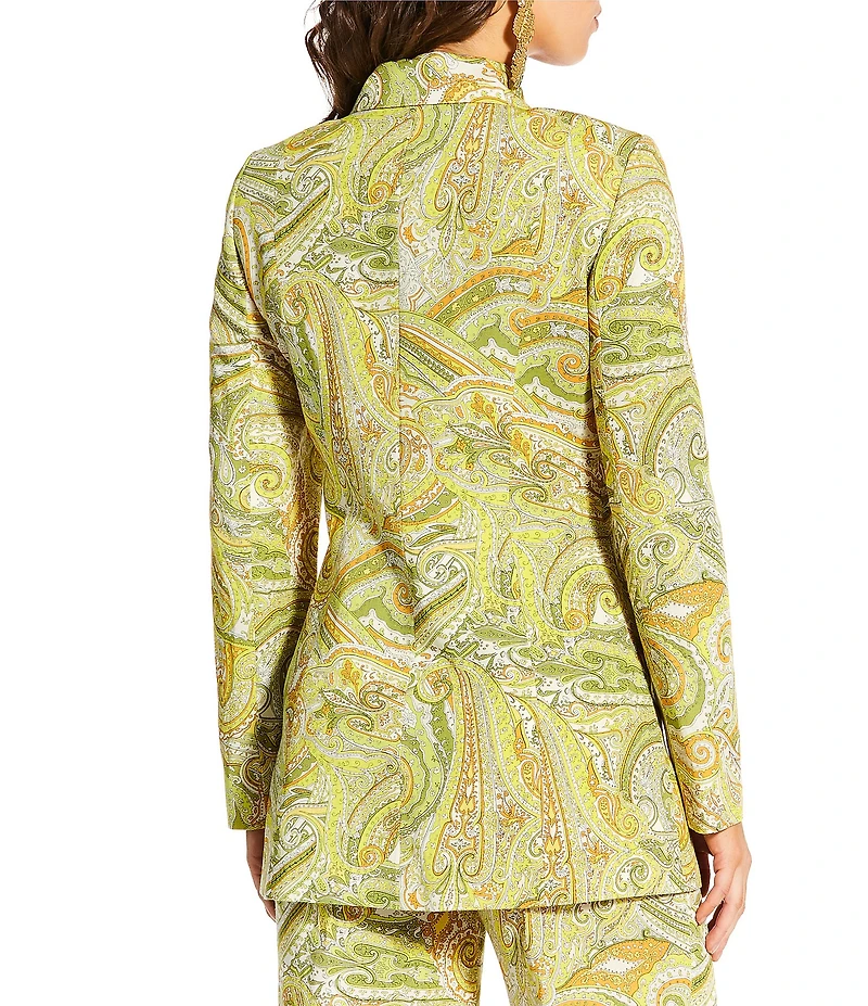 Antonio Melani x Amanda Jones Vaughan Billie Coordinating Paisley Twill Long Sleeve 2-Button Blazer