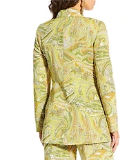 Antonio Melani x Amanda Jones Vaughan Billie Coordinating Paisley Twill Long Sleeve 2-Button Blazer