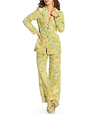Antonio Melani x Amanda Jones Vaughan Billie Coordinating Paisley Twill Long Sleeve 2-Button Blazer