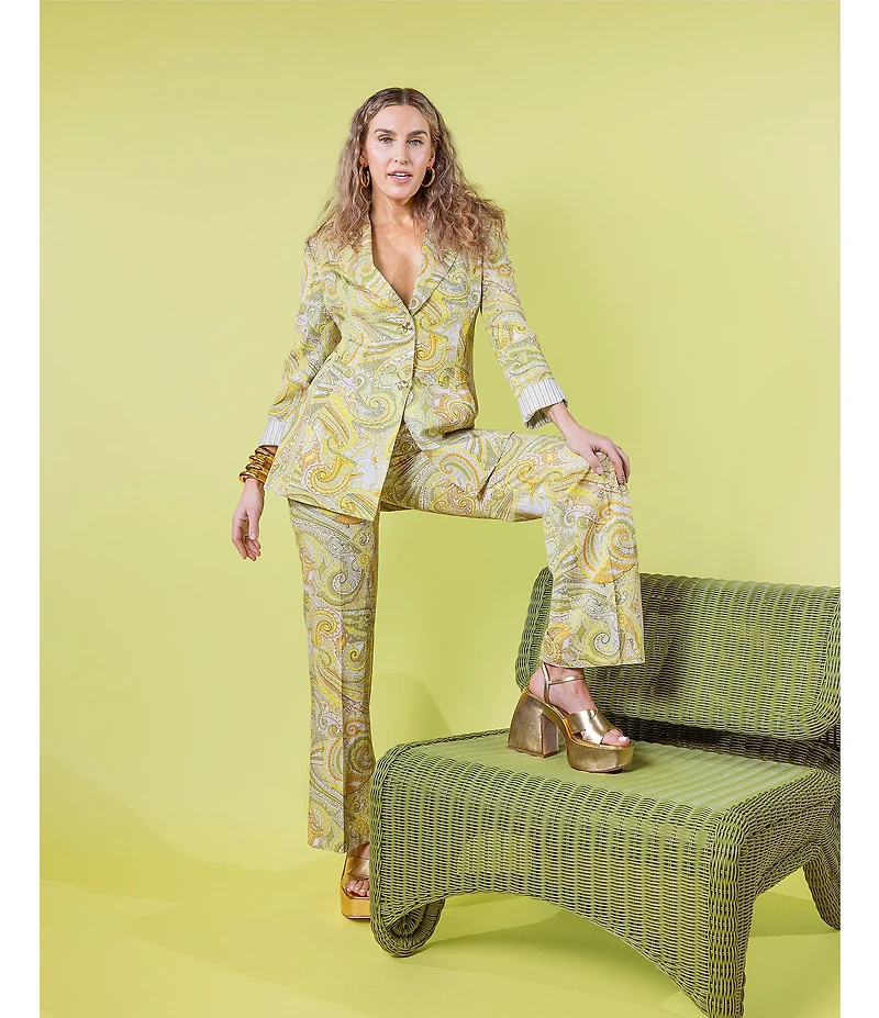 Antonio Melani x Amanda Jones Vaughan Billie Coordinating Paisley Twill Long Sleeve 2-Button Blazer