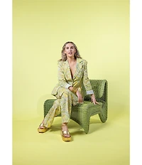Antonio Melani x Amanda Jones Vaughan Billie Coordinating Paisley Twill Long Sleeve 2-Button Blazer