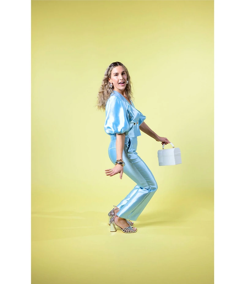 Antonio Melani x Amanda Jones Vaughan Emma Dupioni Straight Leg Flat Front Pants