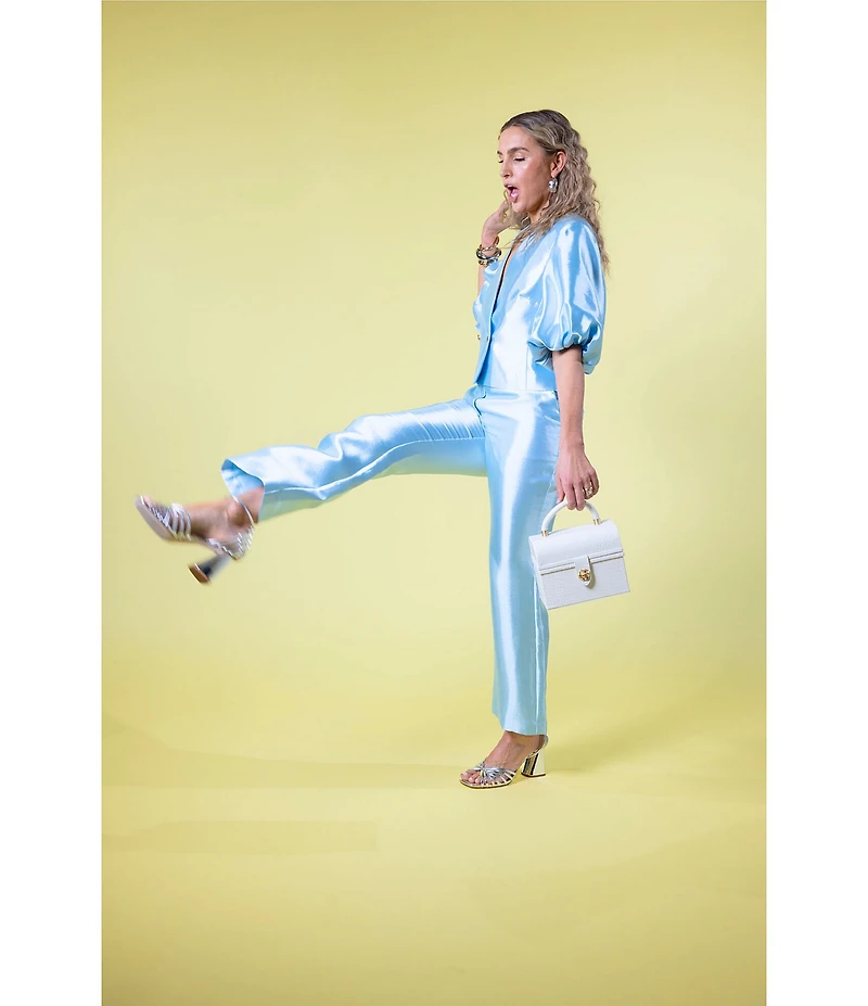 Antonio Melani x Amanda Jones Vaughan Emma Dupioni Straight Leg Flat Front Pants