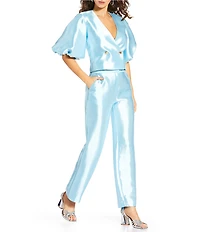 Antonio Melani x Amanda Jones Vaughan Emma Dupioni Straight Leg Flat Front Pants