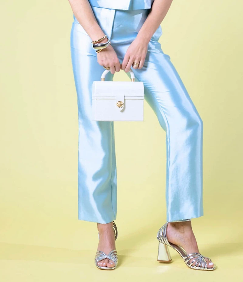 Antonio Melani x Amanda Jones Vaughan Emma Dupioni Straight Leg Flat Front Pants