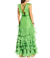 Antonio Melani x Amanda Jones Vaughan Keri Organza V-Neck Sleeveless A-Line Dress