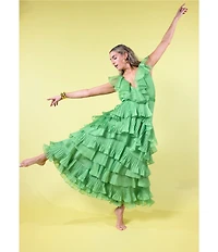 Antonio Melani x Amanda Jones Vaughan Keri Organza V-Neck Sleeveless A-Line Dress