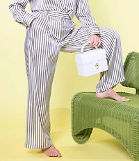 Antonio Melani x Amanda Jones Vaughan Sherry Coordinating Printed Satin Stripe Flat Front Wide Leg Pants