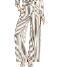Antonio Melani x Amanda Jones Vaughan Sherry Coordinating Printed Satin Stripe Flat Front Wide Leg Pants