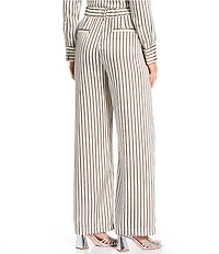 Antonio Melani x Amanda Jones Vaughan Sherry Coordinating Printed Satin Stripe Flat Front Wide Leg Pants