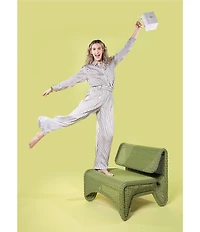 Antonio Melani x Amanda Jones Vaughan Sherry Coordinating Printed Satin Stripe Flat Front Wide Leg Pants