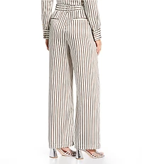 Antonio Melani x Amanda Jones Vaughan Sherry Coordinating Printed Satin Stripe Flat Front Wide Leg Pants