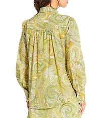 Antonio Melani x Amanda Jones Vaughan Stevie Coordinating Paisley Point Collar Long Sleeve Button Front Blouse