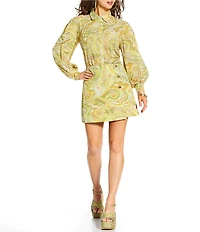 Antonio Melani x Amanda Jones Vaughan Stevie Coordinating Paisley Point Collar Long Sleeve Button Front Blouse