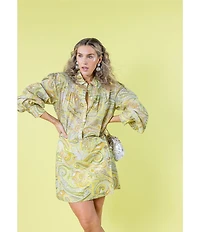Antonio Melani x Amanda Jones Vaughan Stevie Coordinating Paisley Point Collar Long Sleeve Button Front Blouse