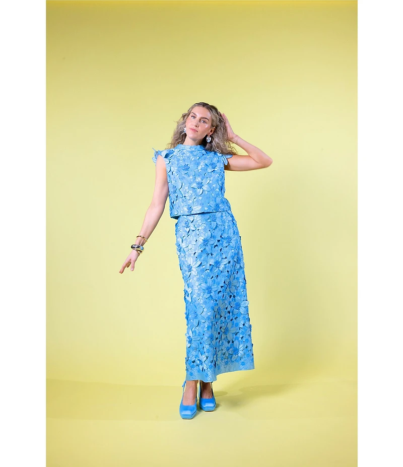 Antonio Melani x Amanda Jones Vaughan Waverly Coordinating 3D Lace High Rise Midi Pencil Skirt