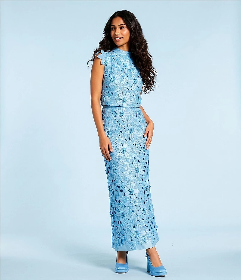 Antonio Melani x Amanda Jones Vaughan Waverly Coordinating 3D Lace High Rise Pencil Skirt