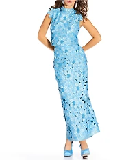 Antonio Melani x Amanda Jones Vaughan Waverly Coordinating 3D Lace Mock Neck Cap Sleeve Blouse