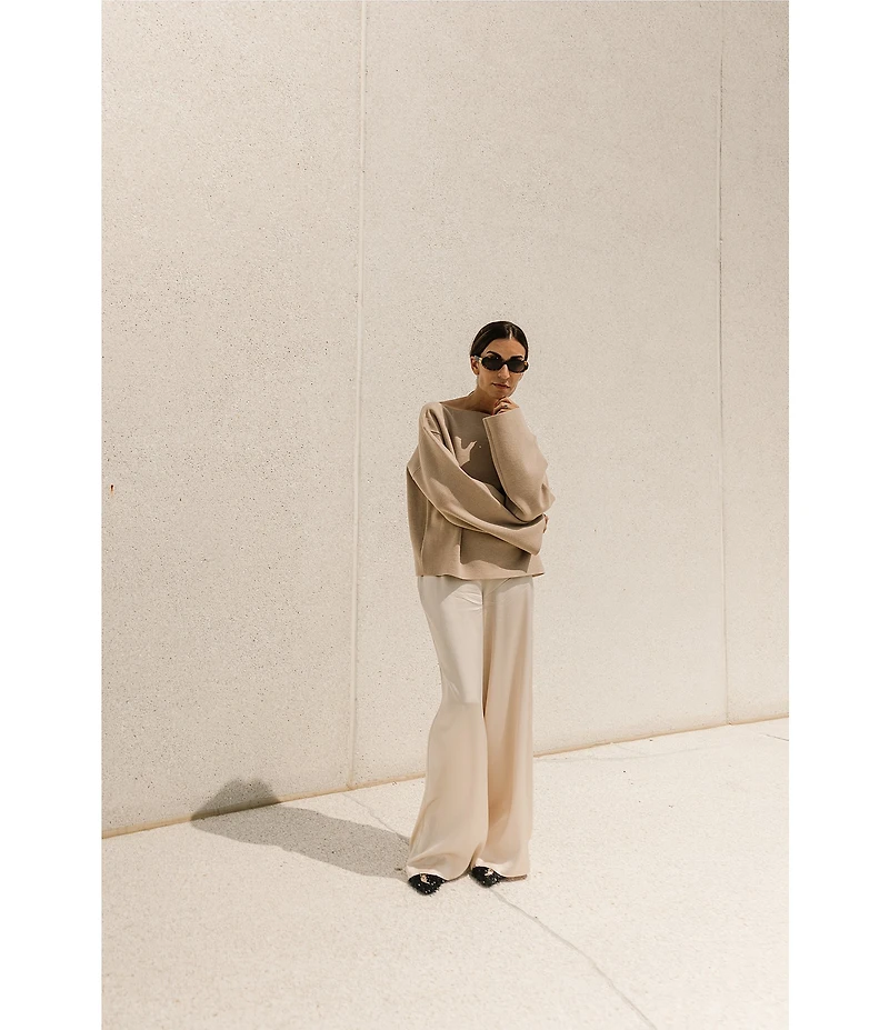 Antonio Melani x Elizabeth Damrich Candlelight Drapey Satin Wide-Leg Pant