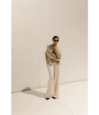 Antonio Melani x Elizabeth Damrich Candlelight Drapey Satin Wide-Leg Pant