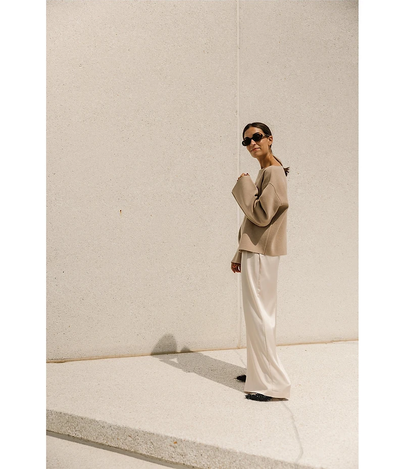 Antonio Melani x Elizabeth Damrich Candlelight Drapey Satin Wide-Leg Pant