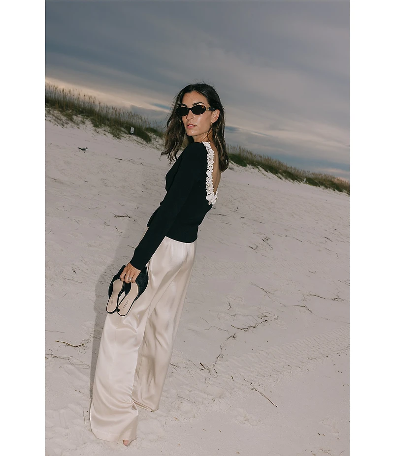 Antonio Melani x Elizabeth Damrich Candlelight Drapey Satin Wide-Leg Pant