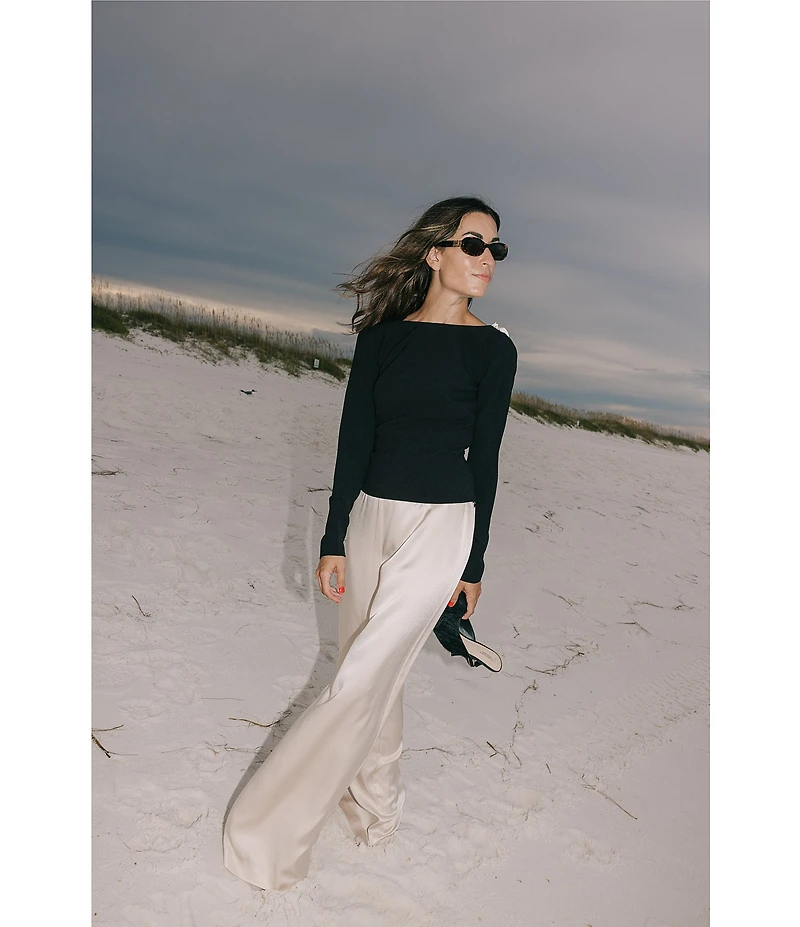 Antonio Melani x Elizabeth Damrich Candlelight Drapey Satin Wide-Leg Pant