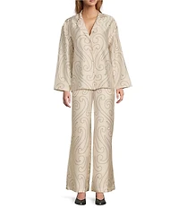 Antonio Melani x Elizabeth Damrich Dali Printed Satin Twill Flat Front Pant