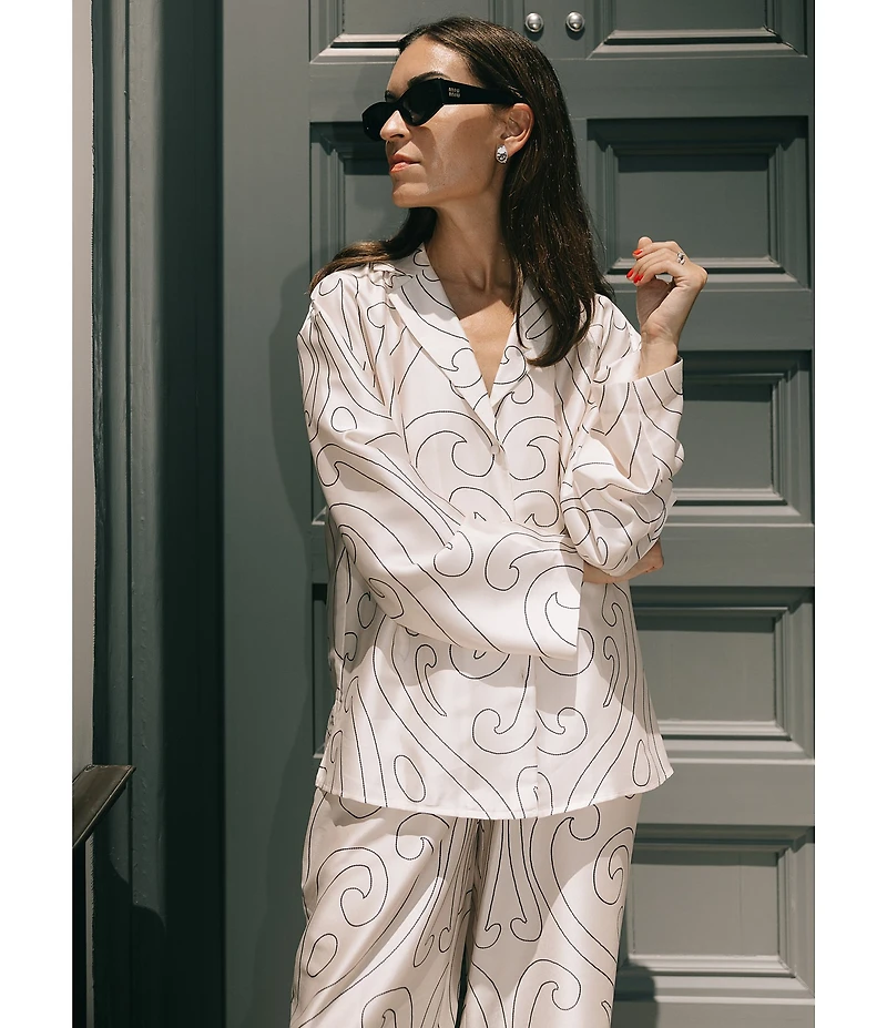 Antonio Melani x Elizabeth Damrich Dali Printed Satin Twill Flat Front Pant