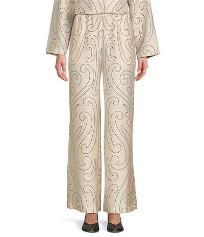 Antonio Melani x Elizabeth Damrich Dali Printed Satin Twill Flat Front Pant