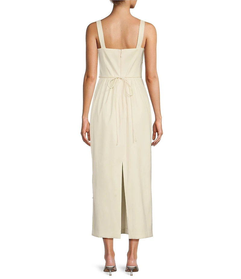 Antonio Melani x Elizabeth Damrich Glass Stretch Mikado Scoop Neck Sleeveless Embellished A-Line Maxi Dress