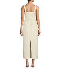 Antonio Melani x Elizabeth Damrich Glass Stretch Mikado Scoop Neck Sleeveless Embellished A-Line Maxi Dress