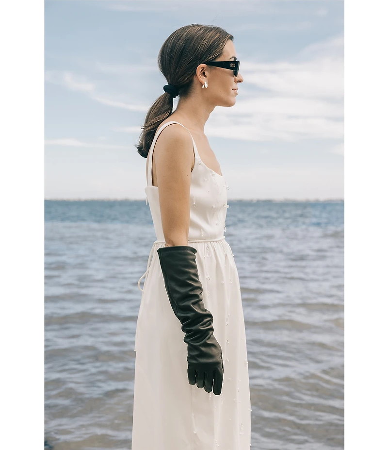 Antonio Melani x Elizabeth Damrich Glass Stretch Mikado Scoop Neck Sleeveless Embellished A-Line Maxi Dress
