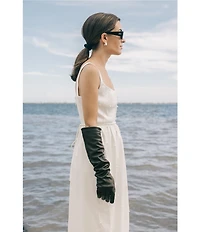 Antonio Melani x Elizabeth Damrich Glass Stretch Mikado Scoop Neck Sleeveless Embellished A-Line Maxi Dress