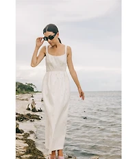 Antonio Melani x Elizabeth Damrich Glass Stretch Mikado Scoop Neck Sleeveless Embellished A-Line Maxi Dress