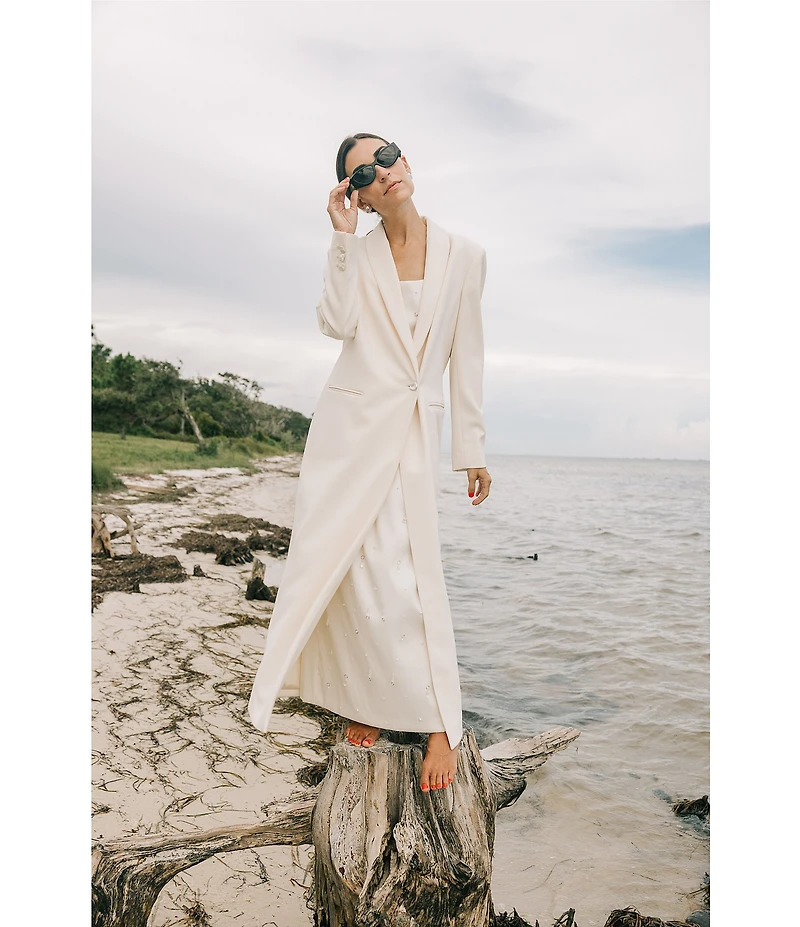 Antonio Melani x Elizabeth Damrich Glass Stretch Mikado Scoop Neck Sleeveless Embellished A-Line Maxi Dress