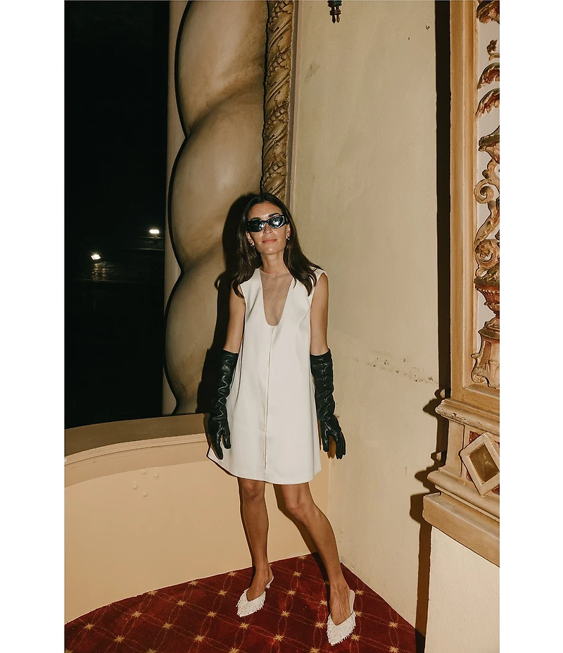 Antonio Melani x Elizabeth Damrich Good Day V-Neck Sleeveless Mesh Detail Shift Dress