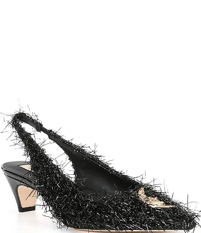 Antonio Melani x Elizabeth Damrich Moon Boucle Ornamented Frayed Detail Slingback Pumps