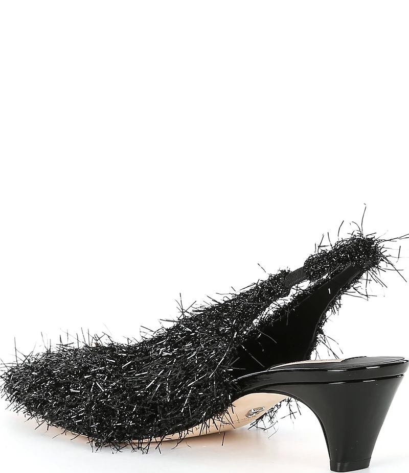 Antonio Melani x Elizabeth Damrich Moon Boucle Ornamented Frayed Detail Slingback Pumps