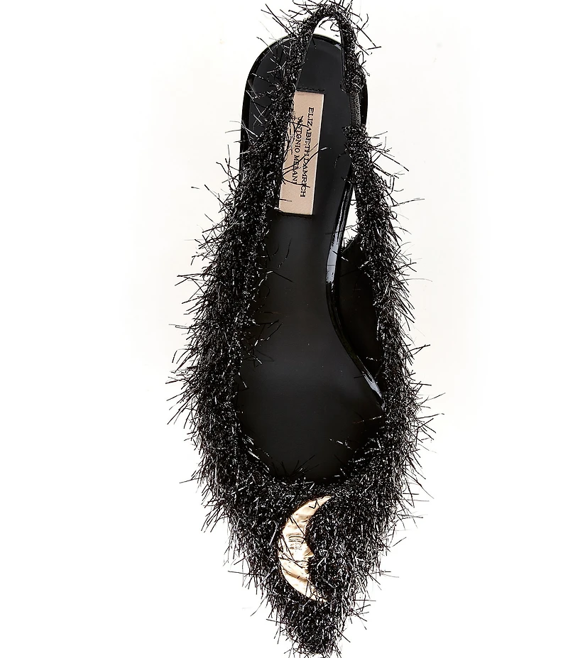 Antonio Melani x Elizabeth Damrich Moon Boucle Ornamented Frayed Detail Slingback Pumps