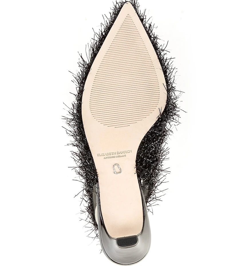 Antonio Melani x Elizabeth Damrich Moon Boucle Ornamented Frayed Detail Slingback Pumps