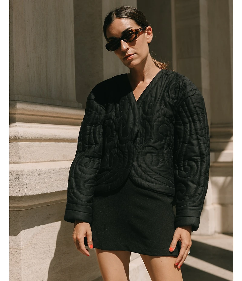 Antonio Melani x Elizabeth Damrich Moon Quilted Long Sleeve Coat