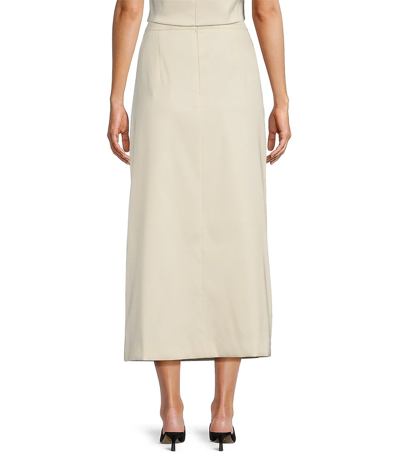 Antonio Melani x Jennifer Sumko Eden Satin Twill High Rise Ruffle Pencil Midi Coordinating Skirt