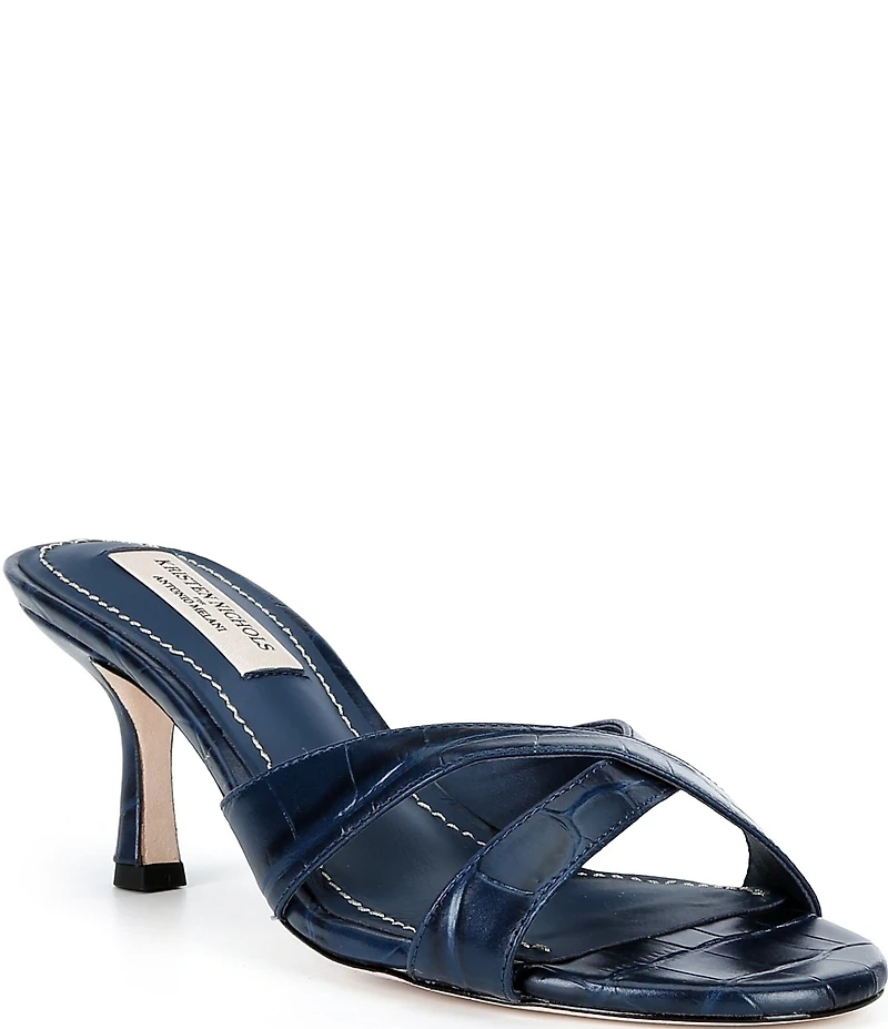 Antonio Melani x Kristen Nichols Astor Leather Crocodile Dress Mules