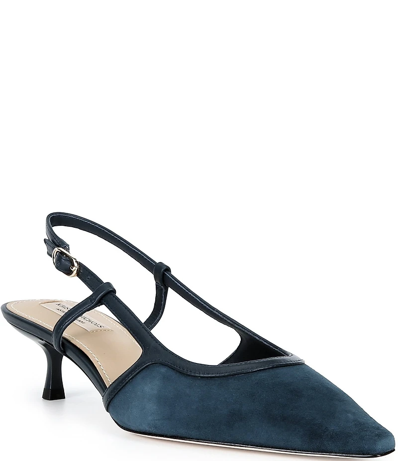 Antonio Melani x Kristen Nichols Charlot Suede Kitten Heel Slingback Pumps