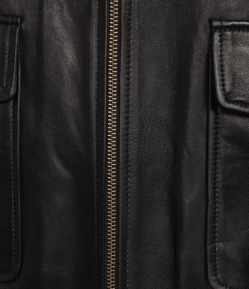 Antonio Melani x Kristen Nichols Crosby Genuine Leather Point Collar Long Sleeve Zip Front Bomber Jacket