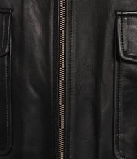 Antonio Melani x Kristen Nichols Crosby Genuine Leather Point Collar Long Sleeve Zip Front Bomber Jacket